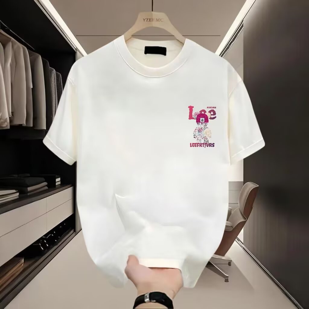2026美式痞帅重磅印花短袖T恤青年男女款夏季ins潮牌修身圆领上衣