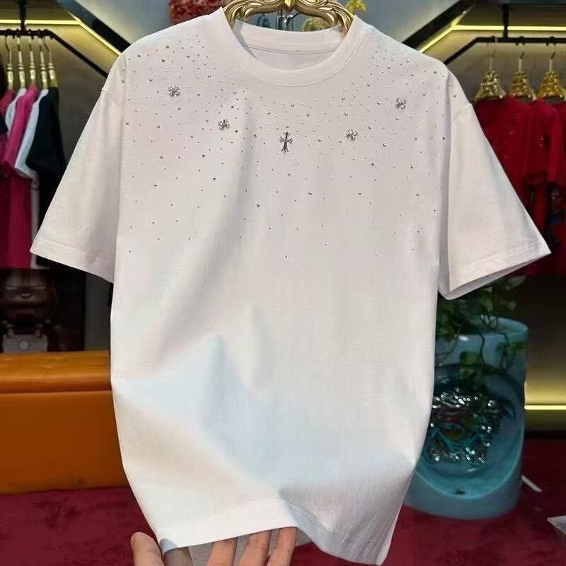 美式设计潮牌青年满天星烫钻短袖T恤2026年夏季新款百搭男上衣ins